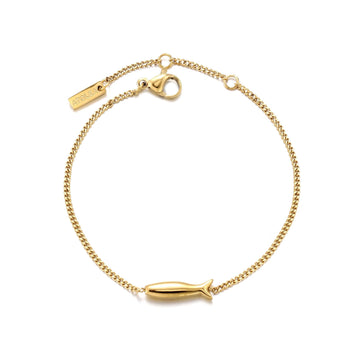 Women’s Fine Bracelet with Fish Motif and Slim Chain Structure