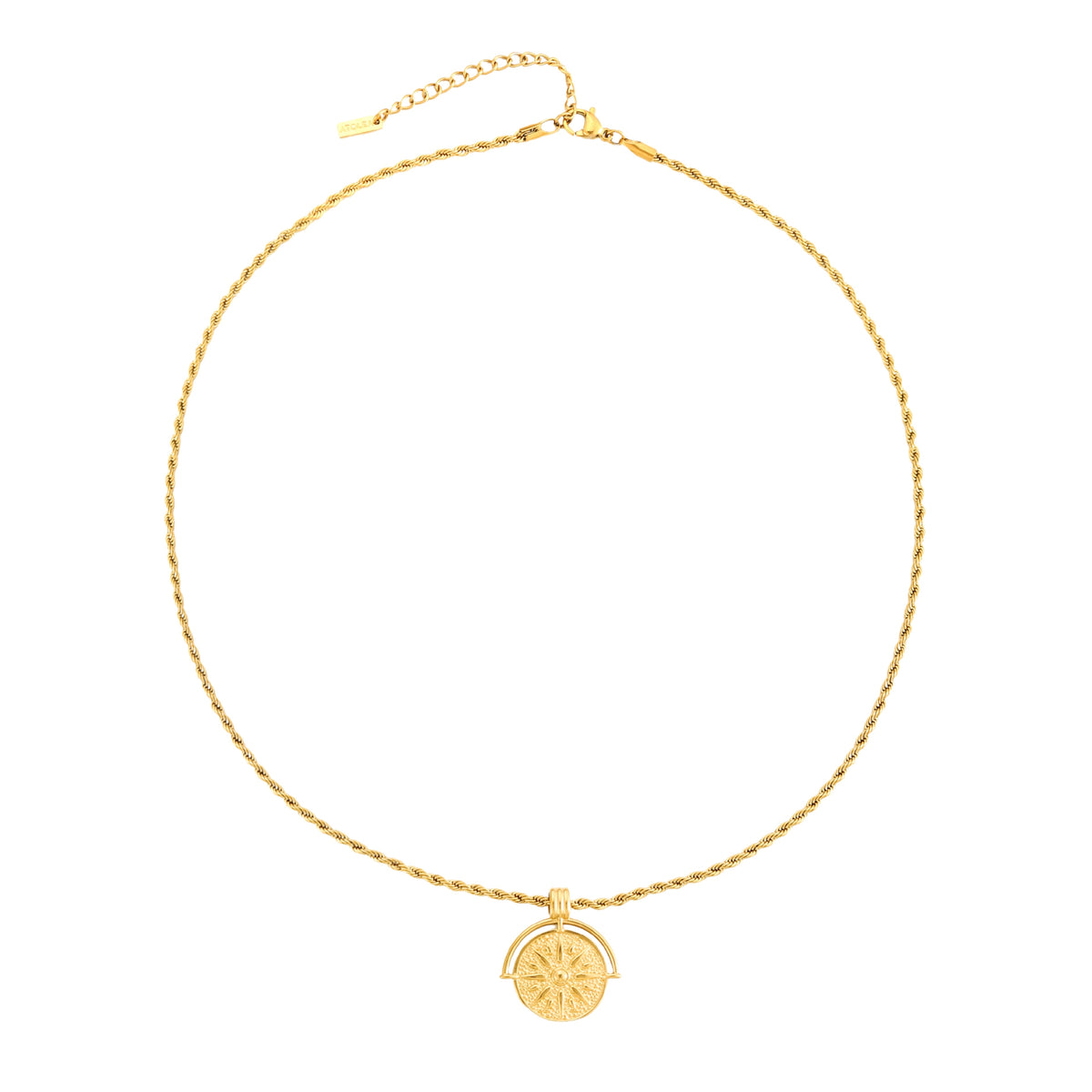 Women's Sun Pendant Necklace with Round Medallion and Ray Motif