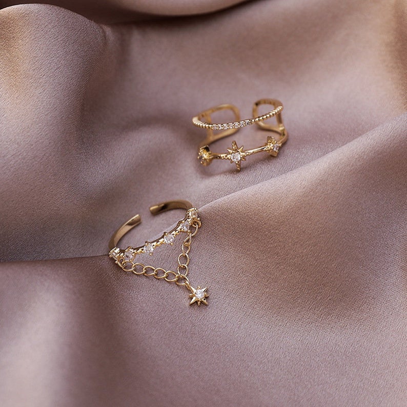 Women Adjustable Star Rings