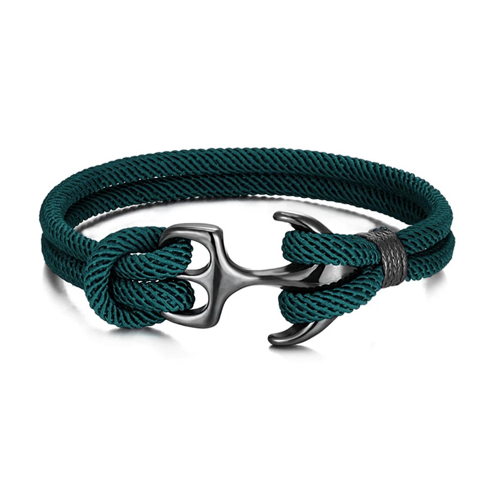 Women’s Adjustable Anchor Bracelet with Braided Rope Cord
