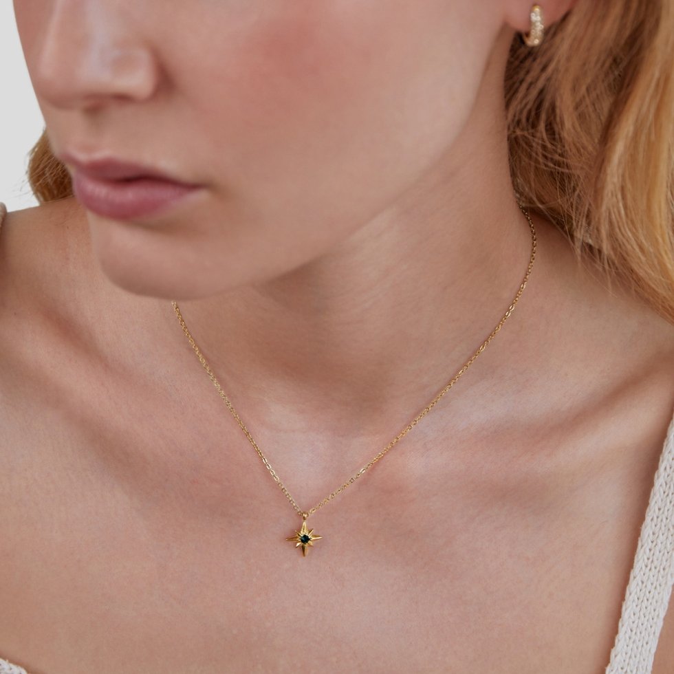 Celestia – Star Guide Necklace with Green Detail