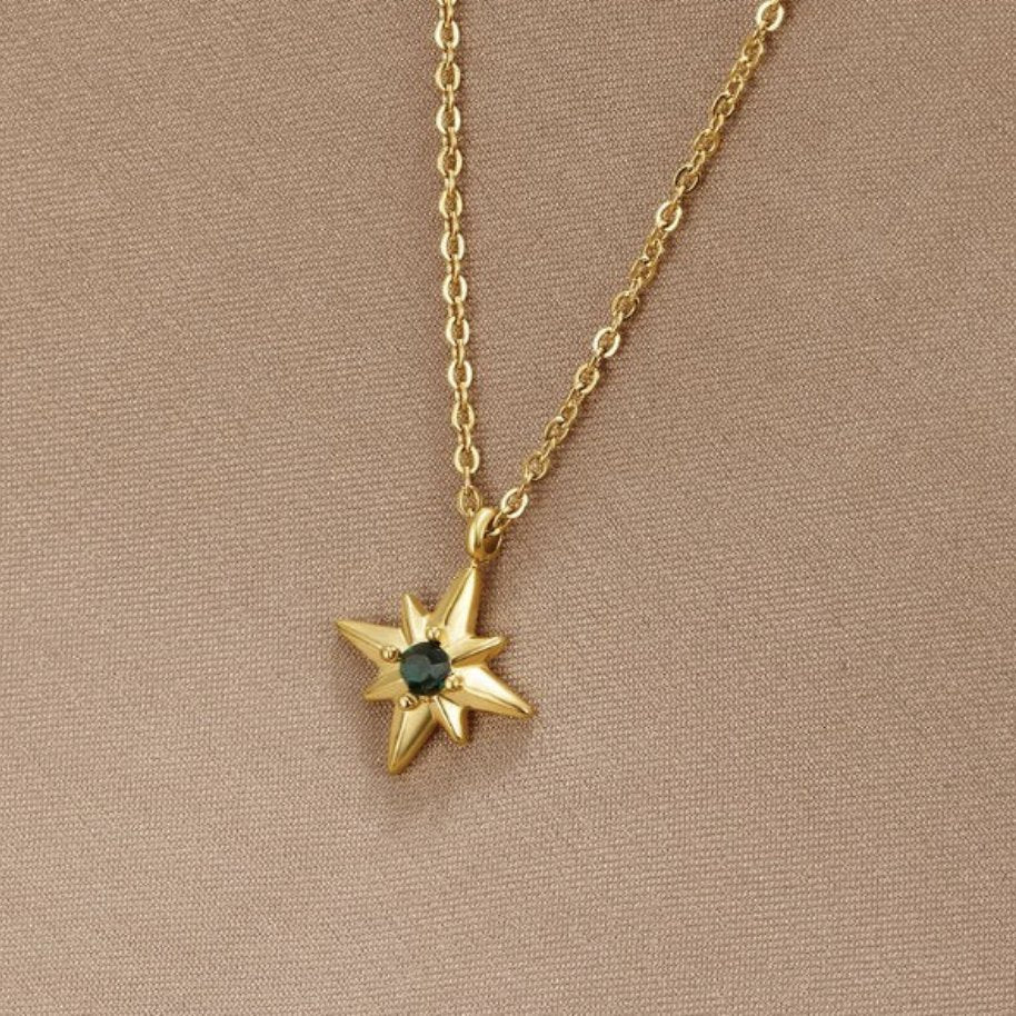 Celestia – Star Guide Necklace with Green Detail