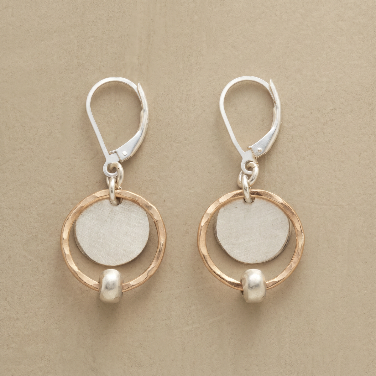 Women's Earrings with Two-Tone Layered Design and Round Center Piece