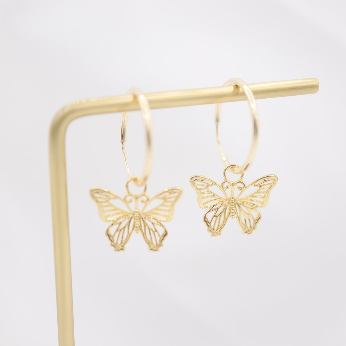 Earrings with Butterfly Motif - Hollow Design