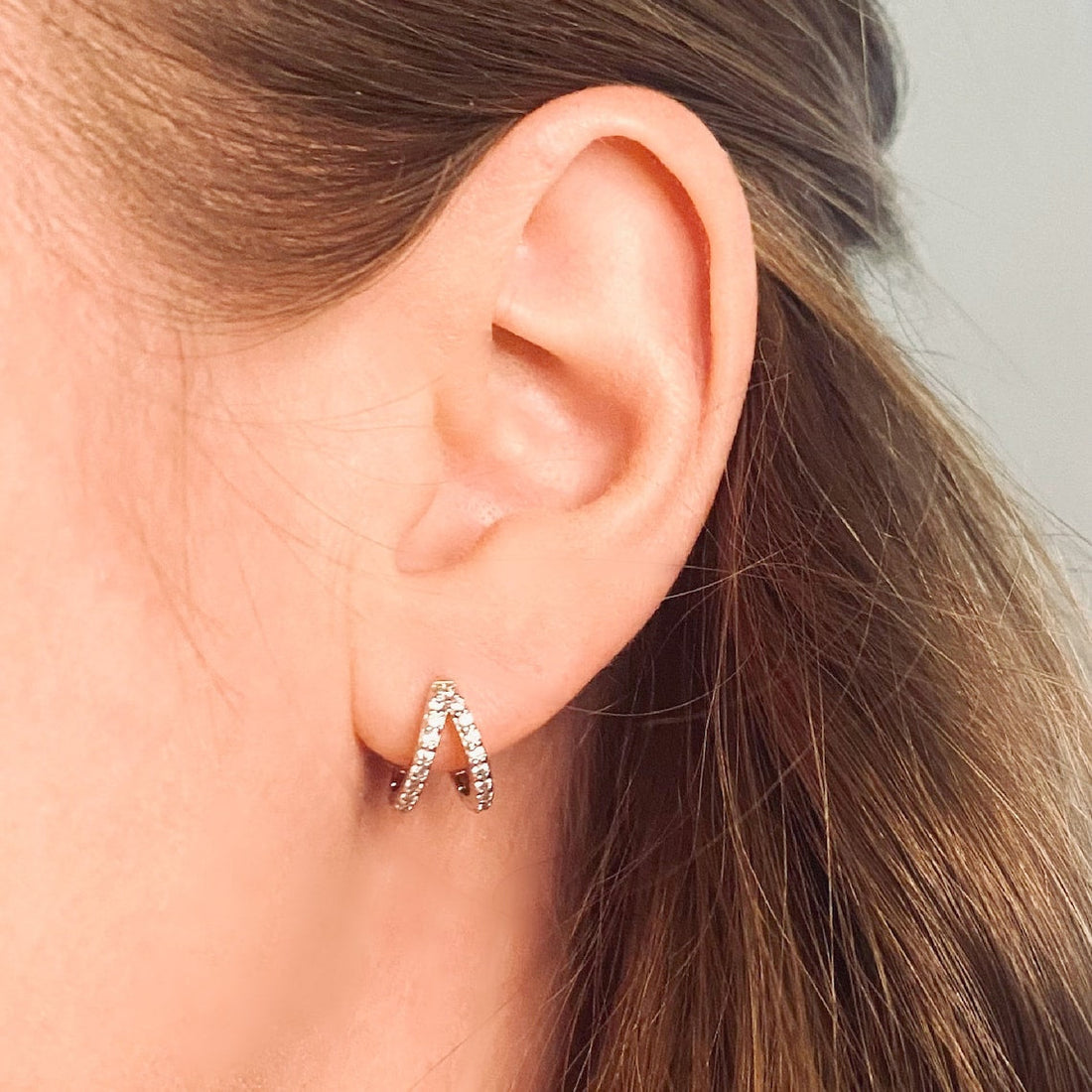 Duo Pavé Hoops - Decorative Inlay Earrings