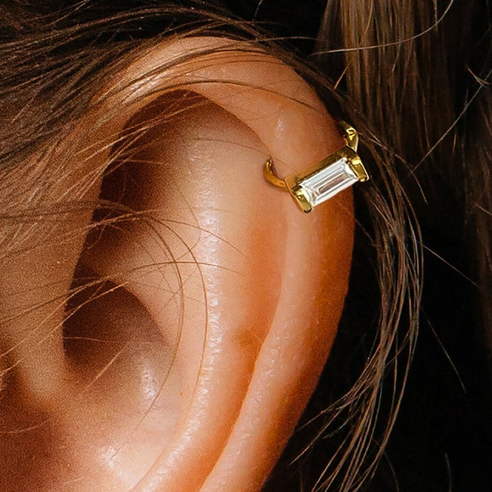 Ear Cuff with Diamonds - Baguette Earrings