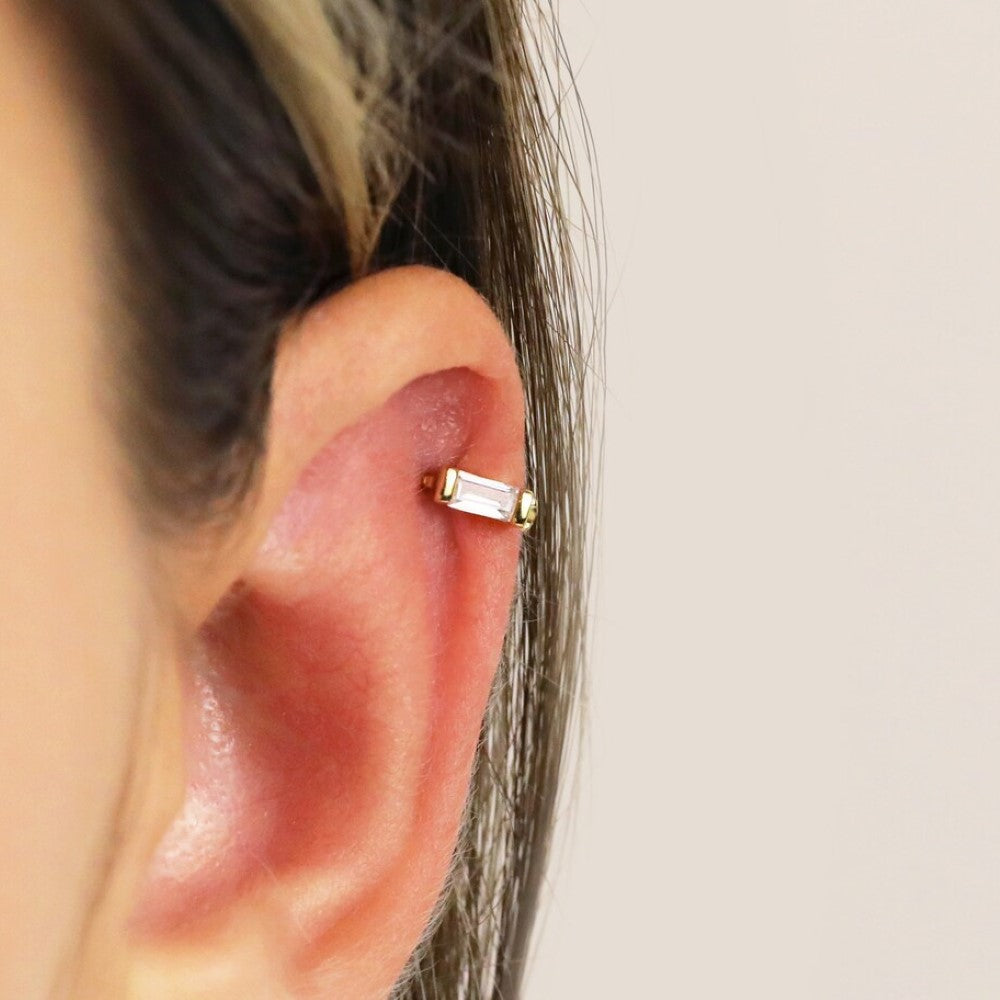 Ear Cuff with Diamonds - Baguette Earrings