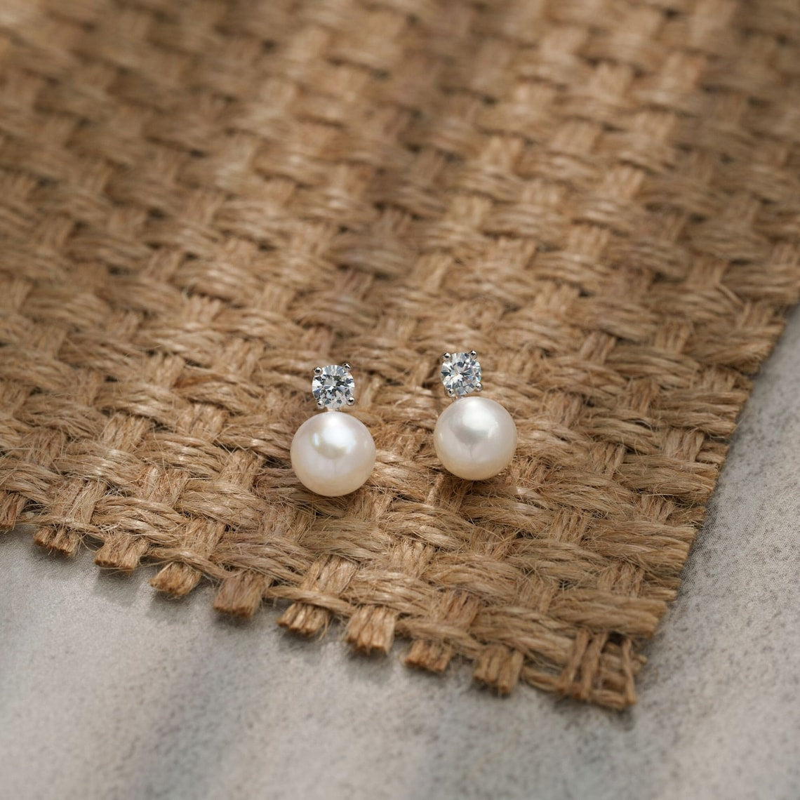 Pearl Stud Earrings - Finely Designed CZ Earrings