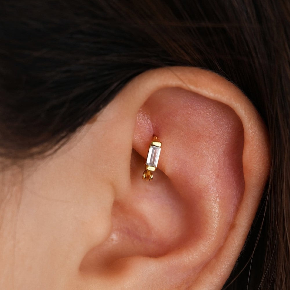 Ear Cuff with Diamonds - Baguette Earrings