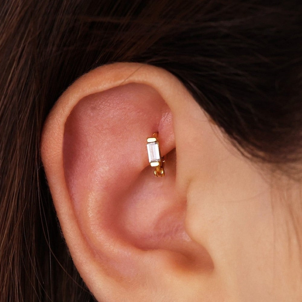 Ear Cuff with Diamonds - Baguette Earrings
