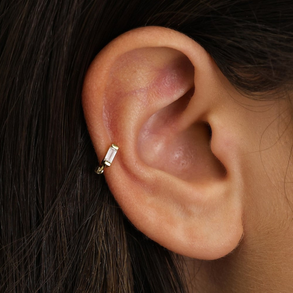 Ear Cuff with Diamonds - Baguette Earrings