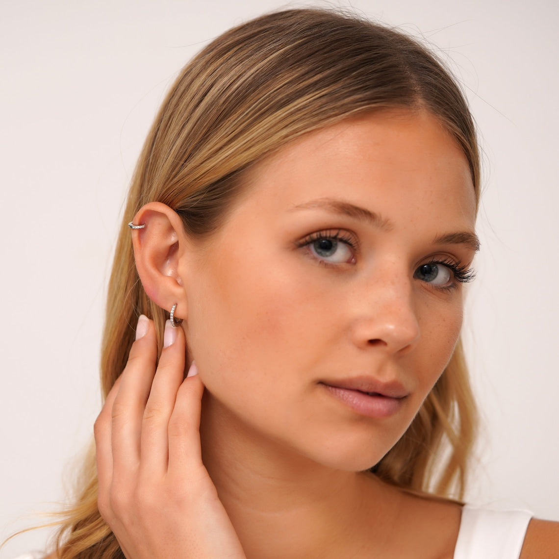 Set of Minimalist CZ Rings - Huggie Hoop Earrings