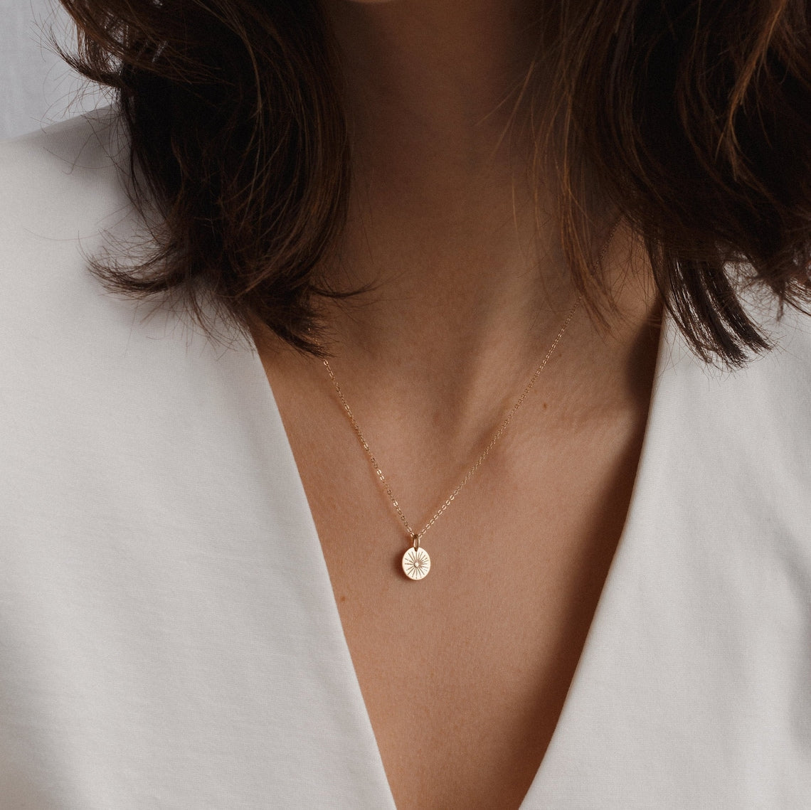 Sunbeam Necklace - Small Pendant Necklace with Sun Motif