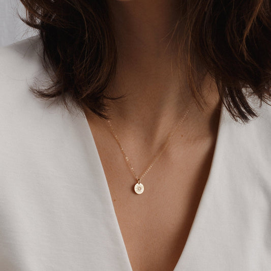 Sunbeam Necklace - Small Pendant Necklace with Sun Motif