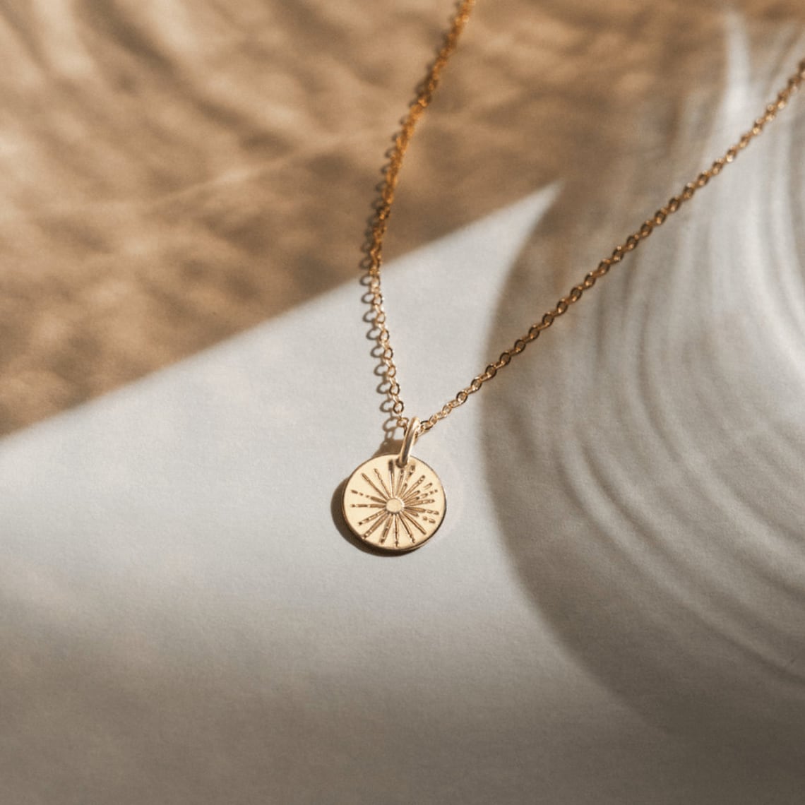 Sunbeam Necklace - Small Pendant Necklace with Sun Motif