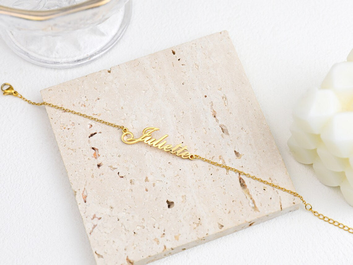 Personalized Golden Name Anklet - With Your Name