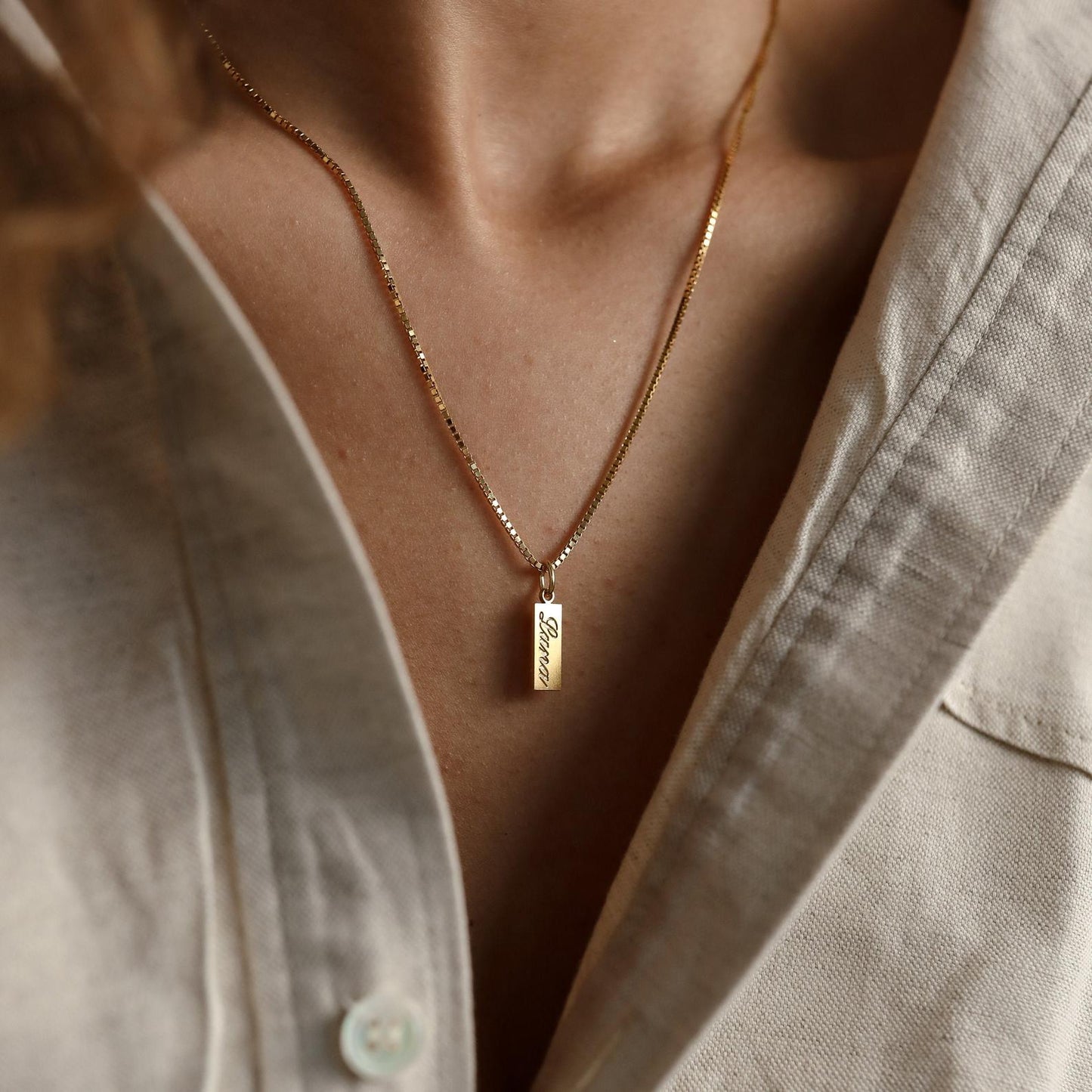 Lina – Personalized Fine Plaque Necklace