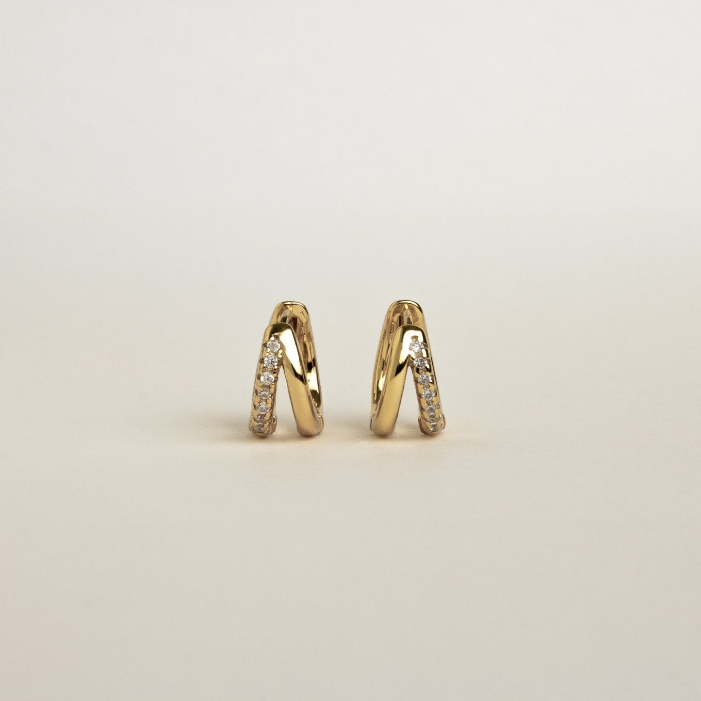 Duo Huggies - Zirconia Duo Earrings