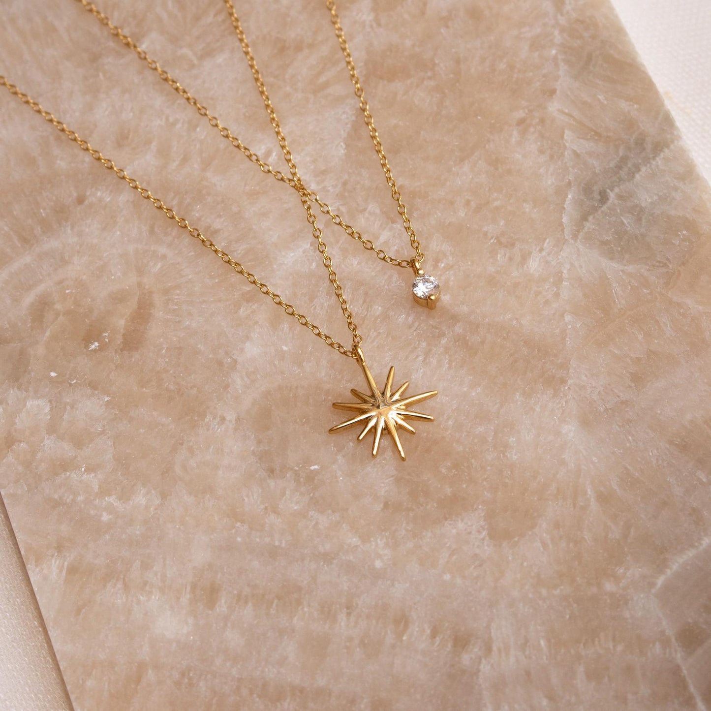 Two-Layer Star Necklace - Starburst Duo Necklace