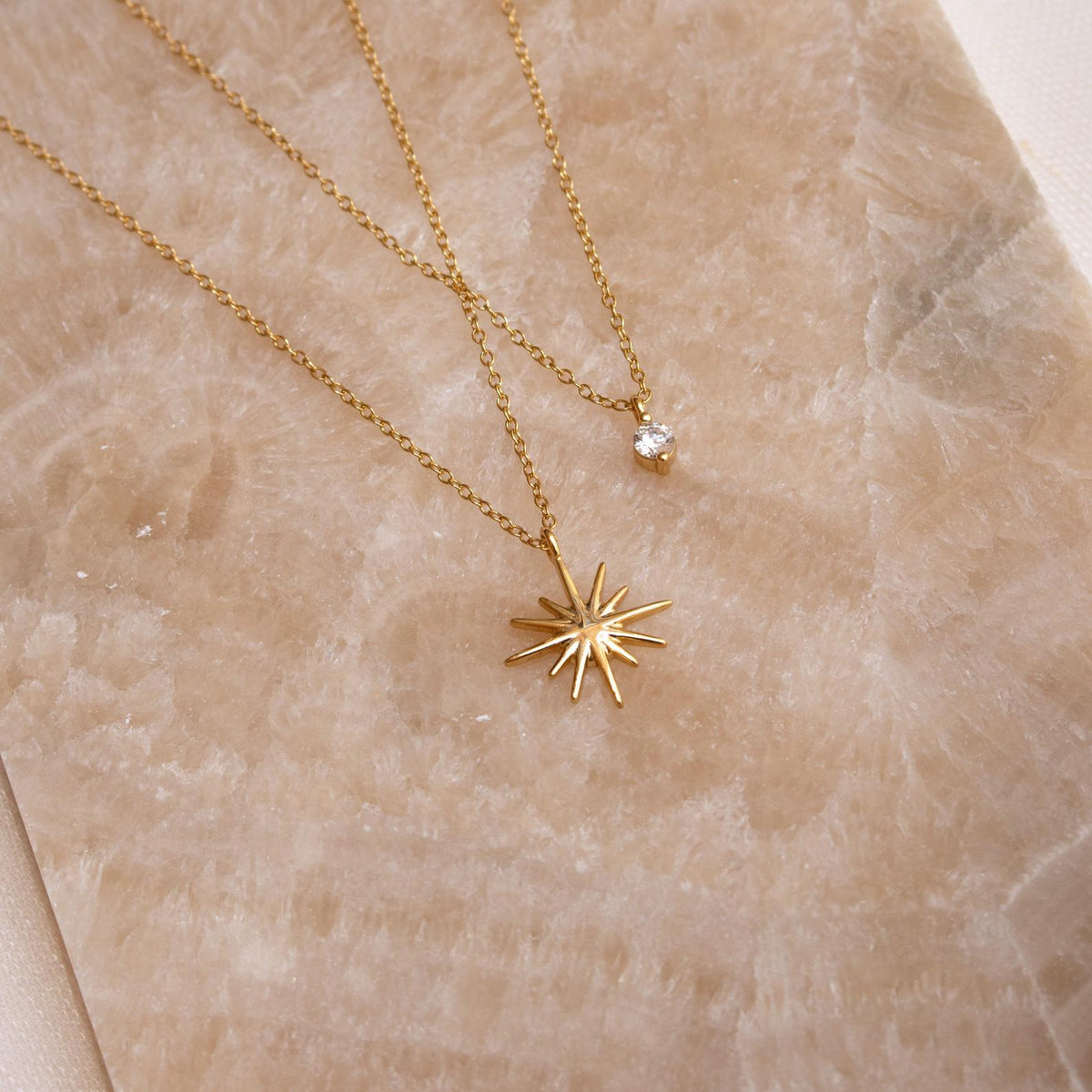 Two-Layer Star Necklace - Starburst Duo Necklace
