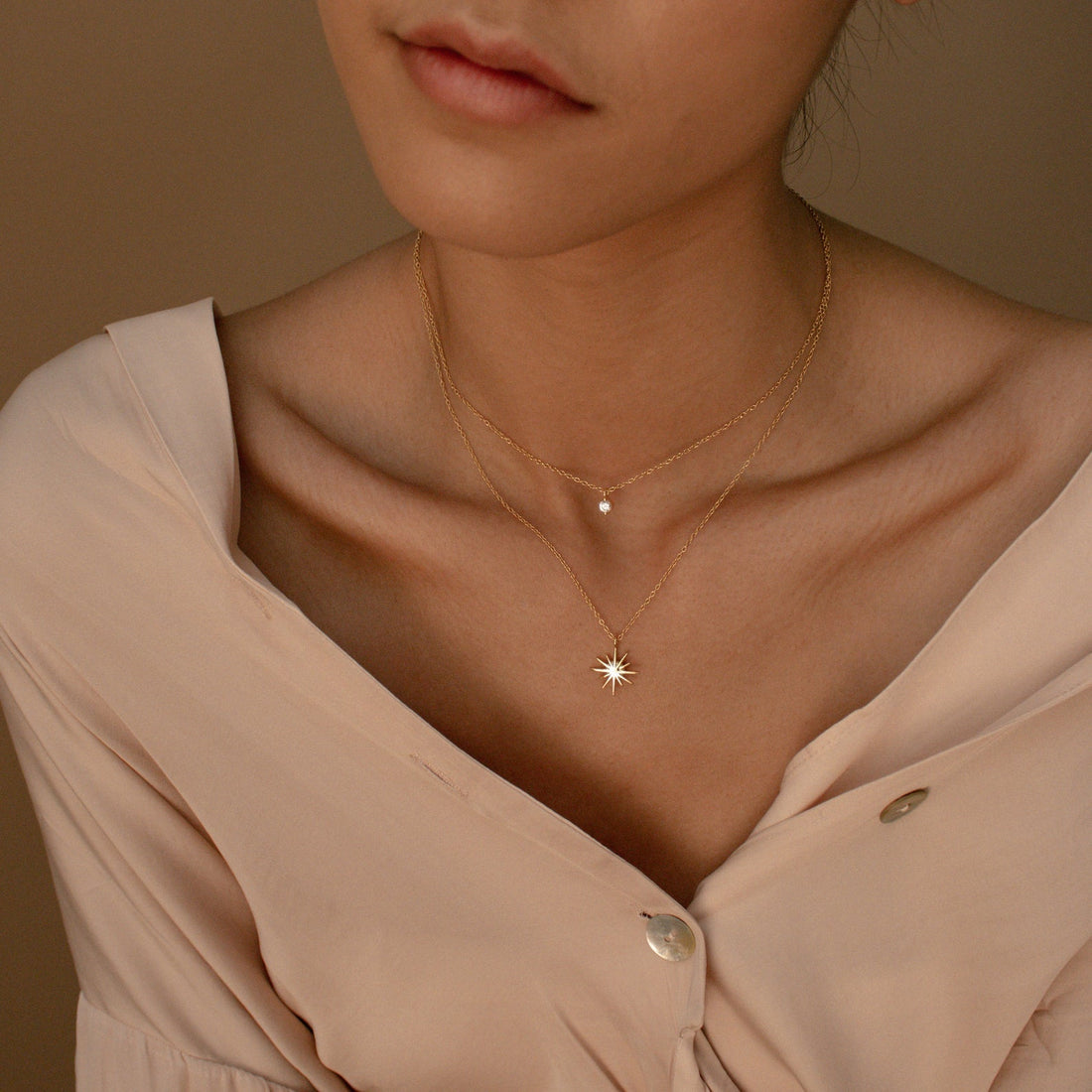 Two-Layer Star Necklace - Starburst Duo Necklace