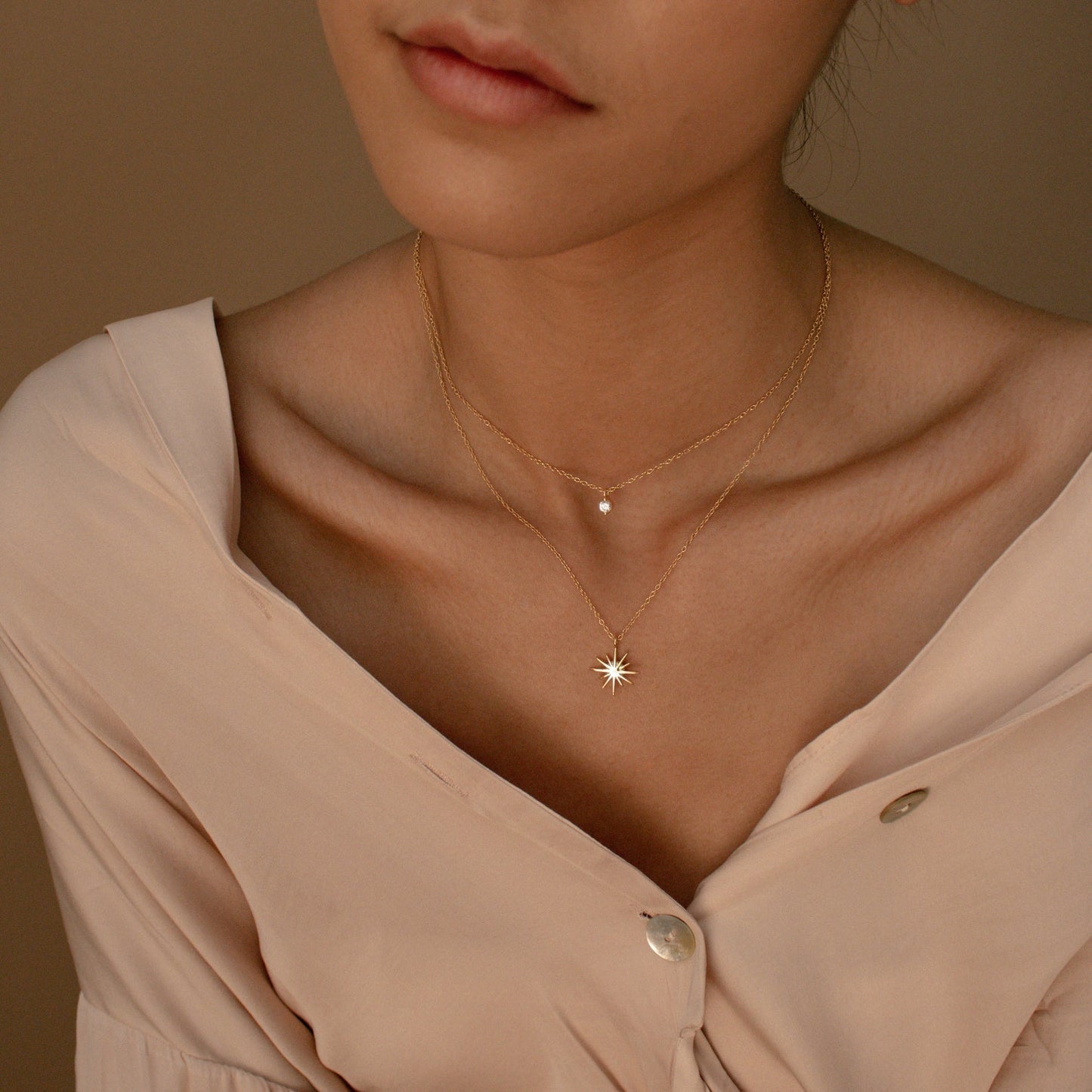 Two-Layer Star Necklace - Starburst Duo Necklace
