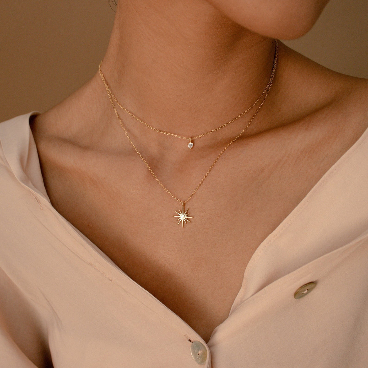 Two-Layer Star Necklace - Starburst Duo Necklace
