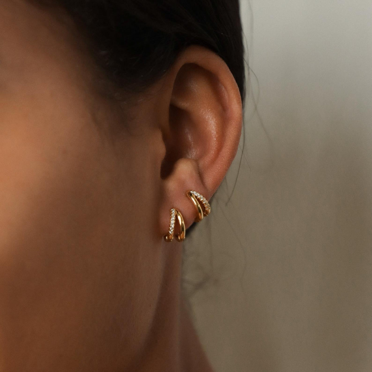 Duo Huggies - Elegant Duo Earrings