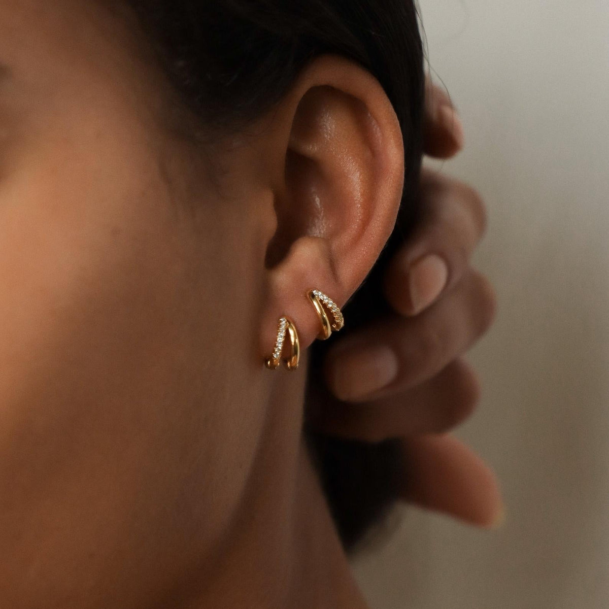 Duo Huggies - Elegant Duo Earrings