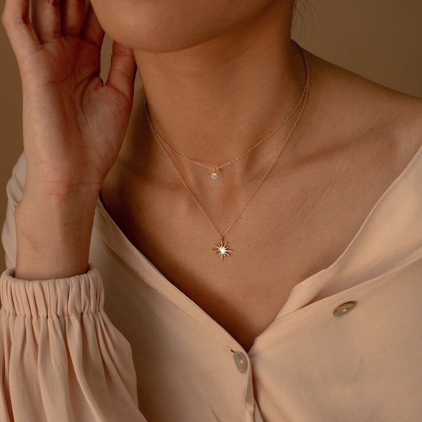 Two-Layer Star Necklace - Starburst Duo Necklace