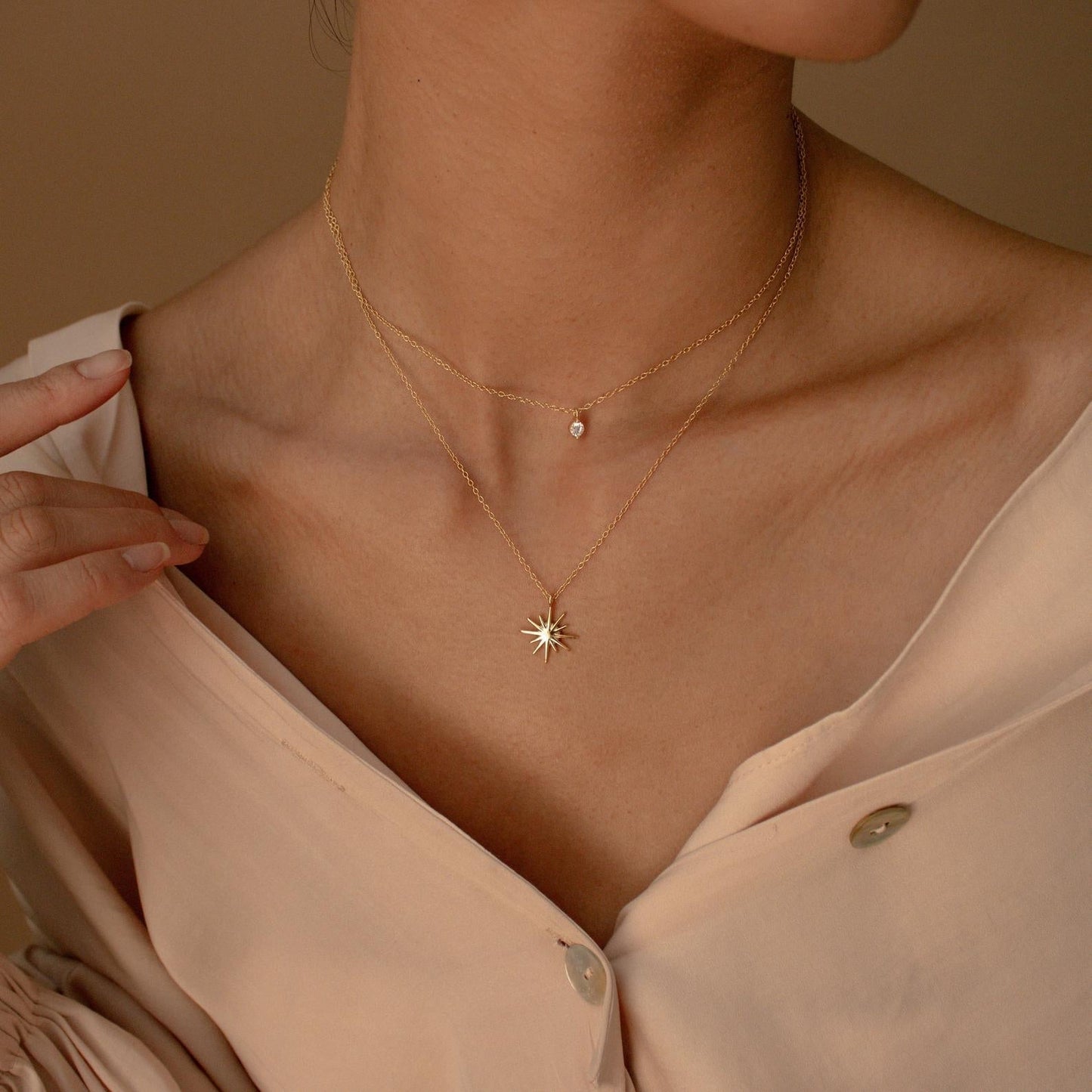 Two-Layer Star Necklace - Starburst Duo Necklace