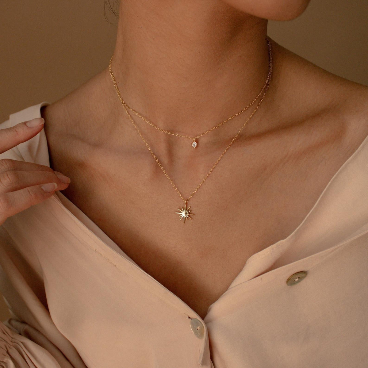 Two-Layer Star Necklace - Starburst Duo Necklace