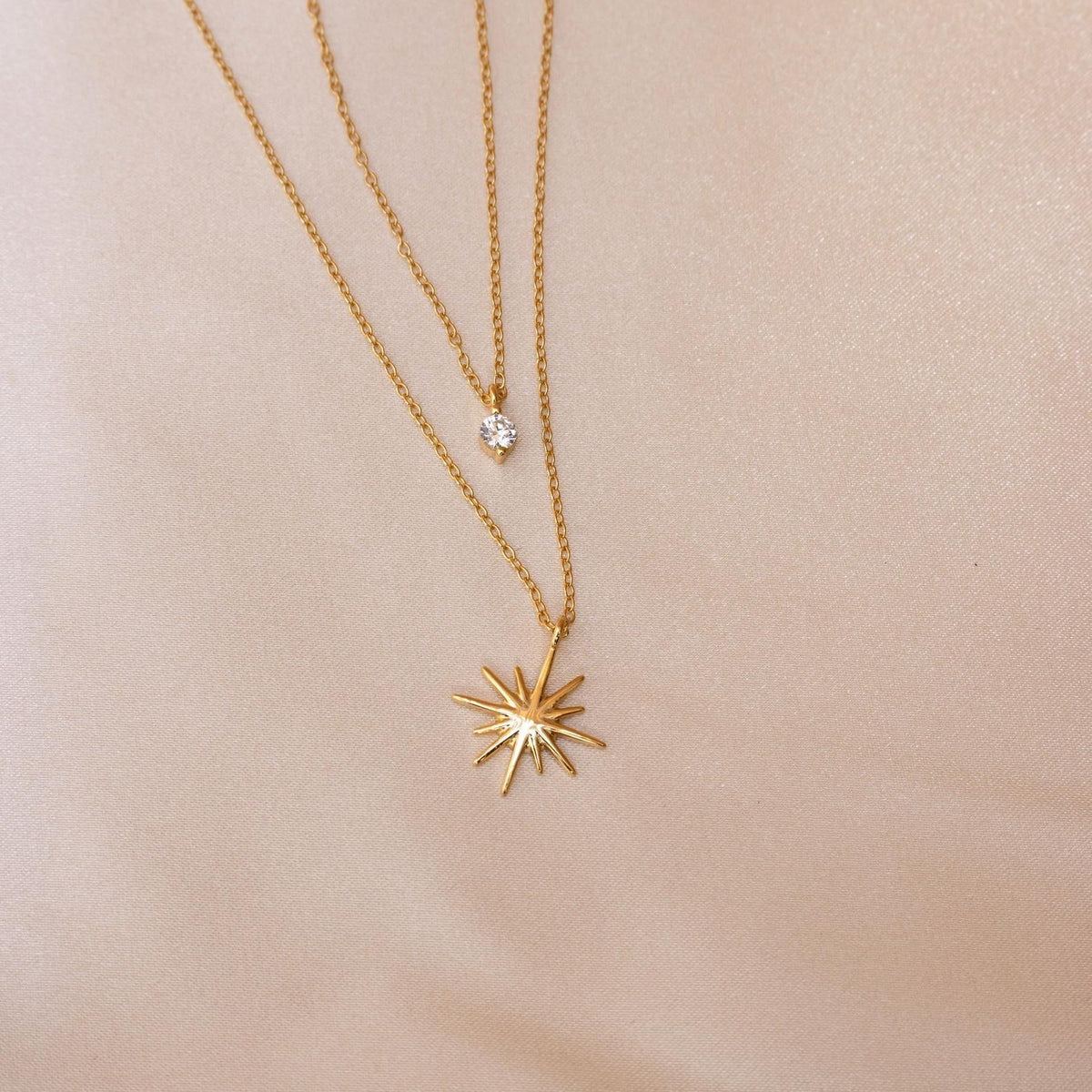 Two-Layer Star Necklace - Starburst Duo Necklace