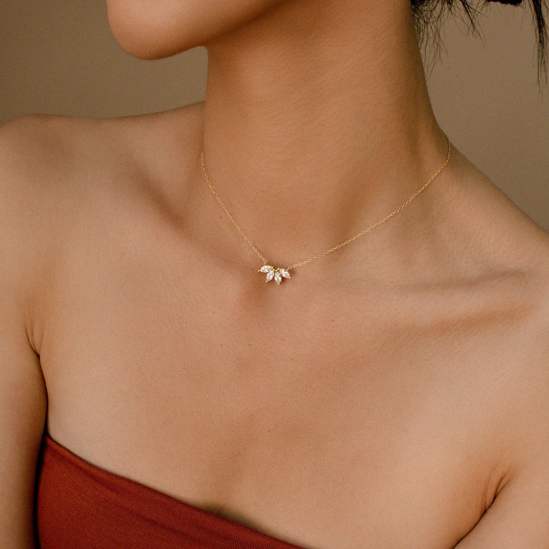 Marquise Necklace - Inset Marquise Detail