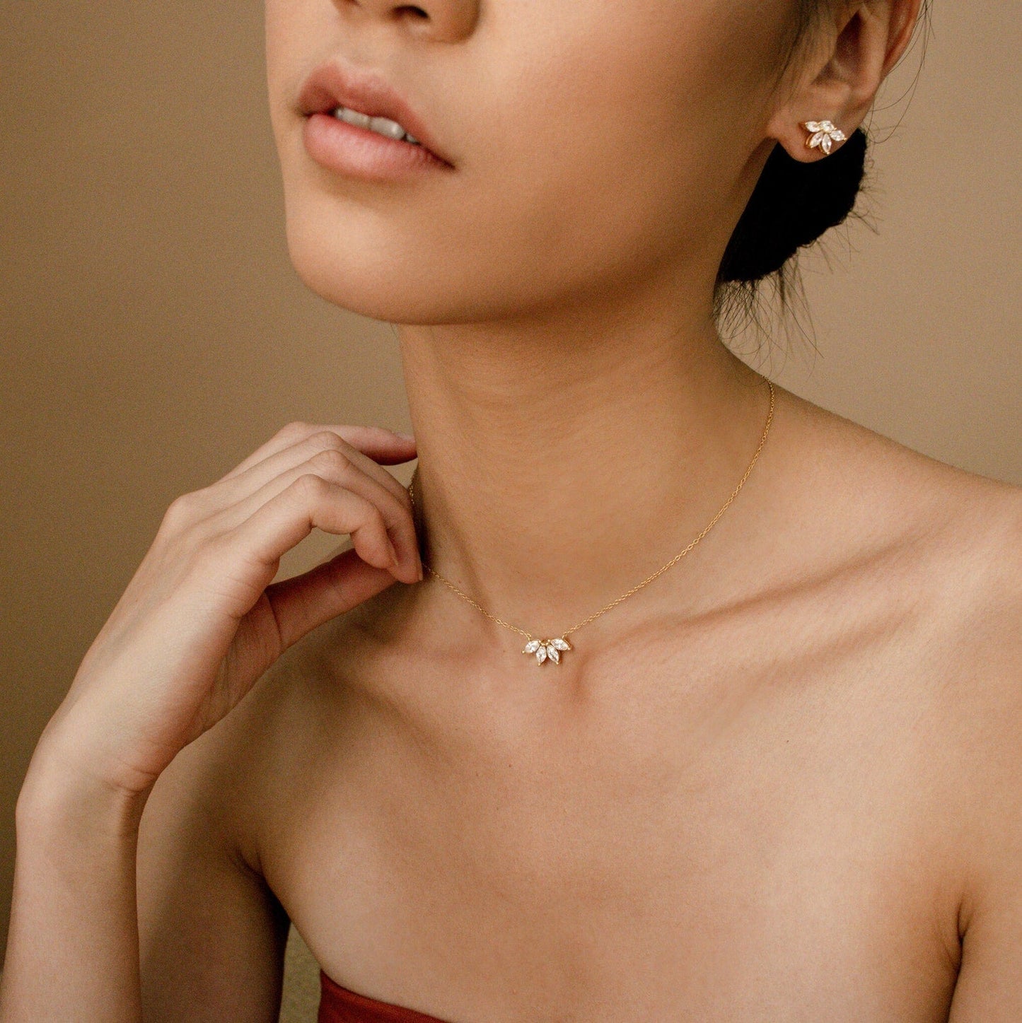 Marquise Diamond Necklace - Inset Marquise Stone