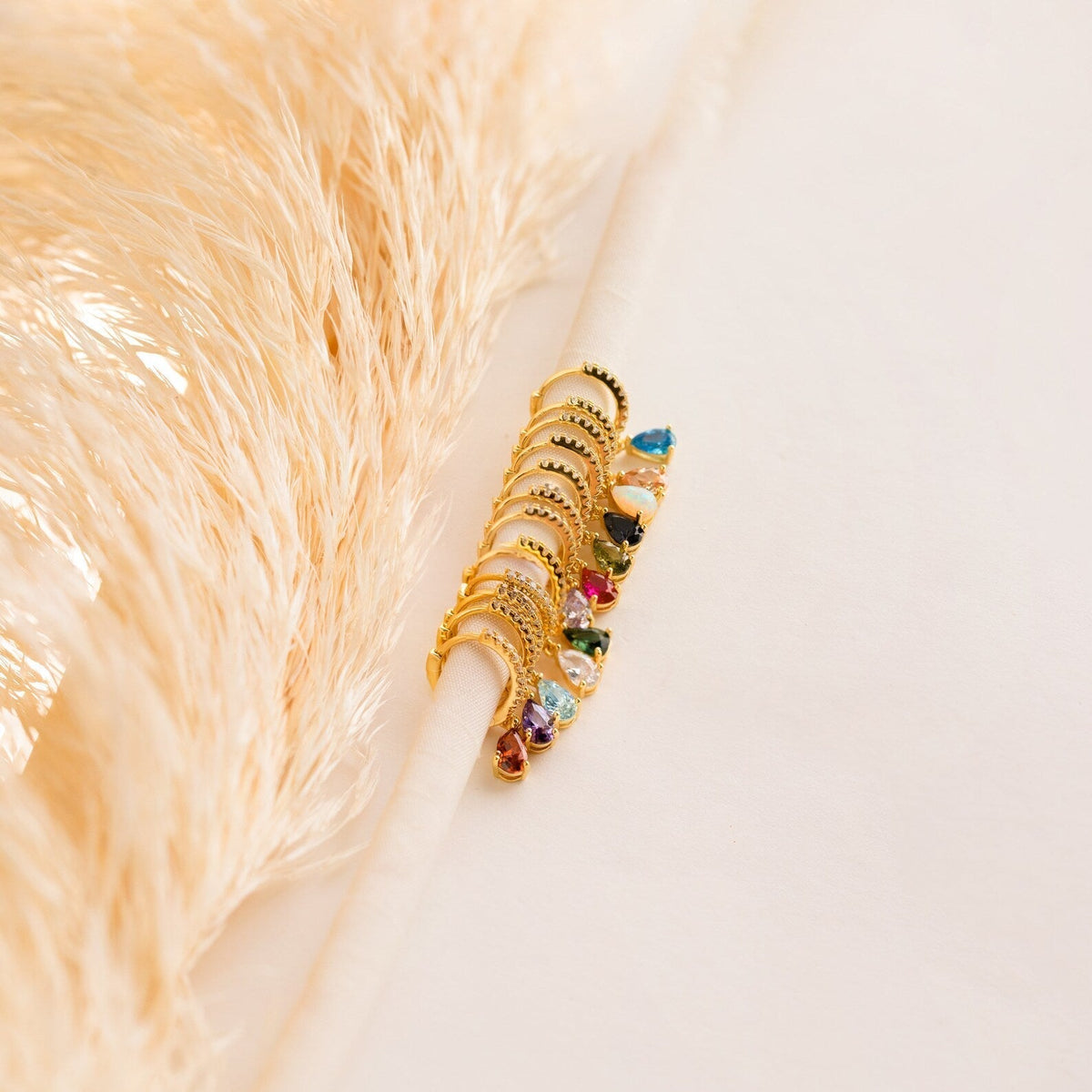 Decorative Drop Huggies - Sparkling Earrings