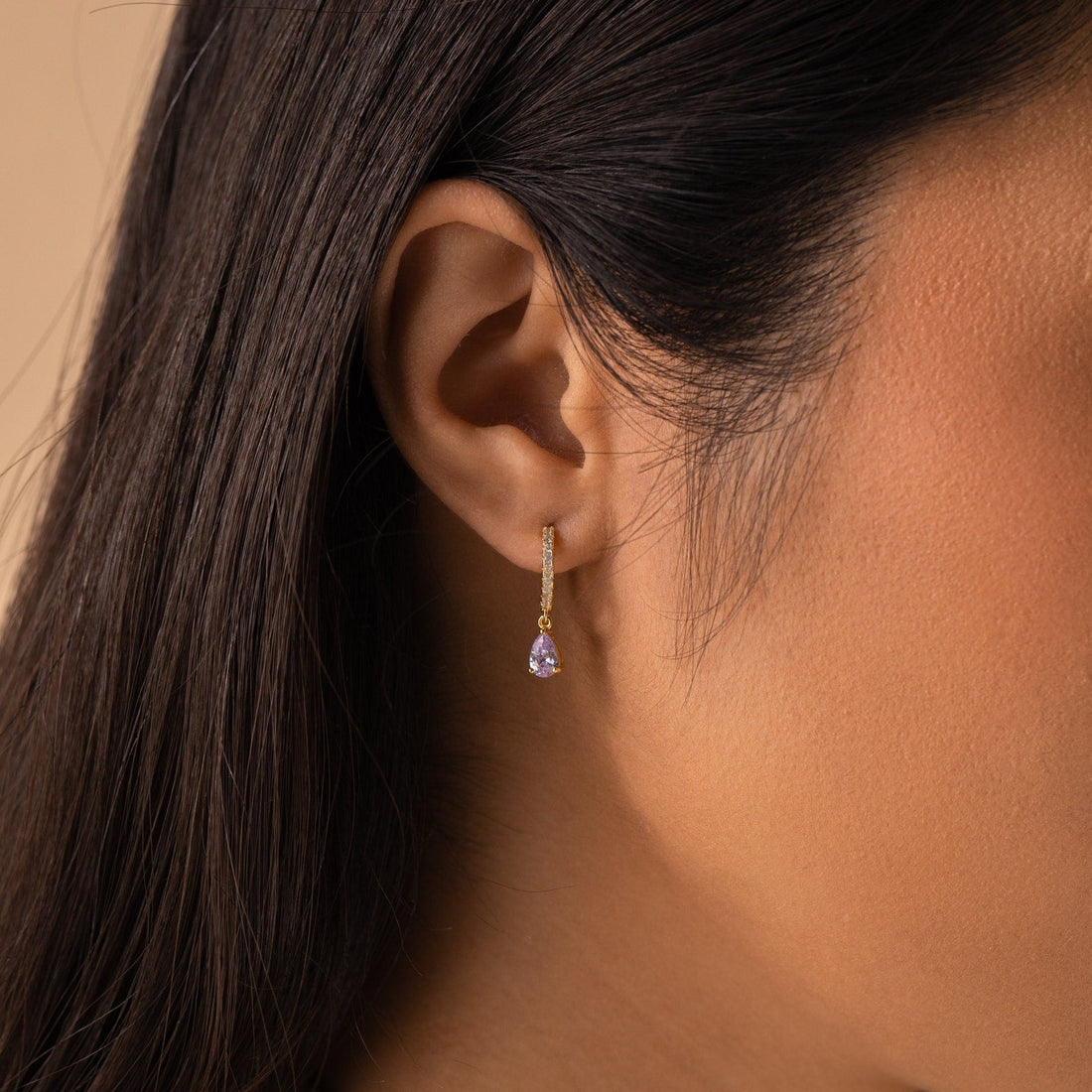 Decorative Drop Huggies - Sparkling Earrings