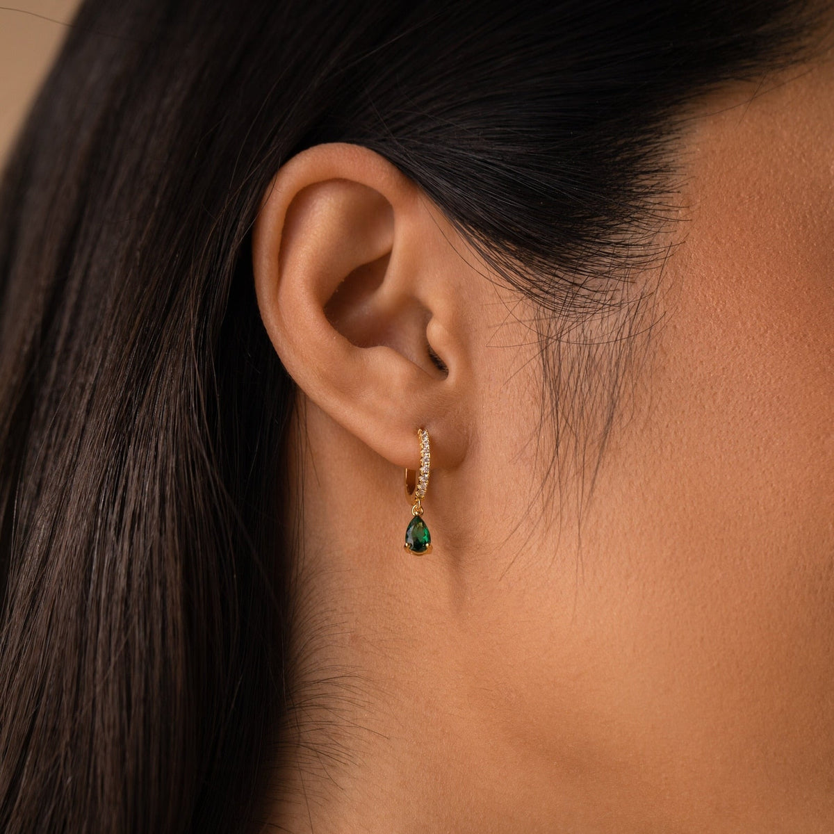 Decorative Drop Huggies - Sparkling Earrings