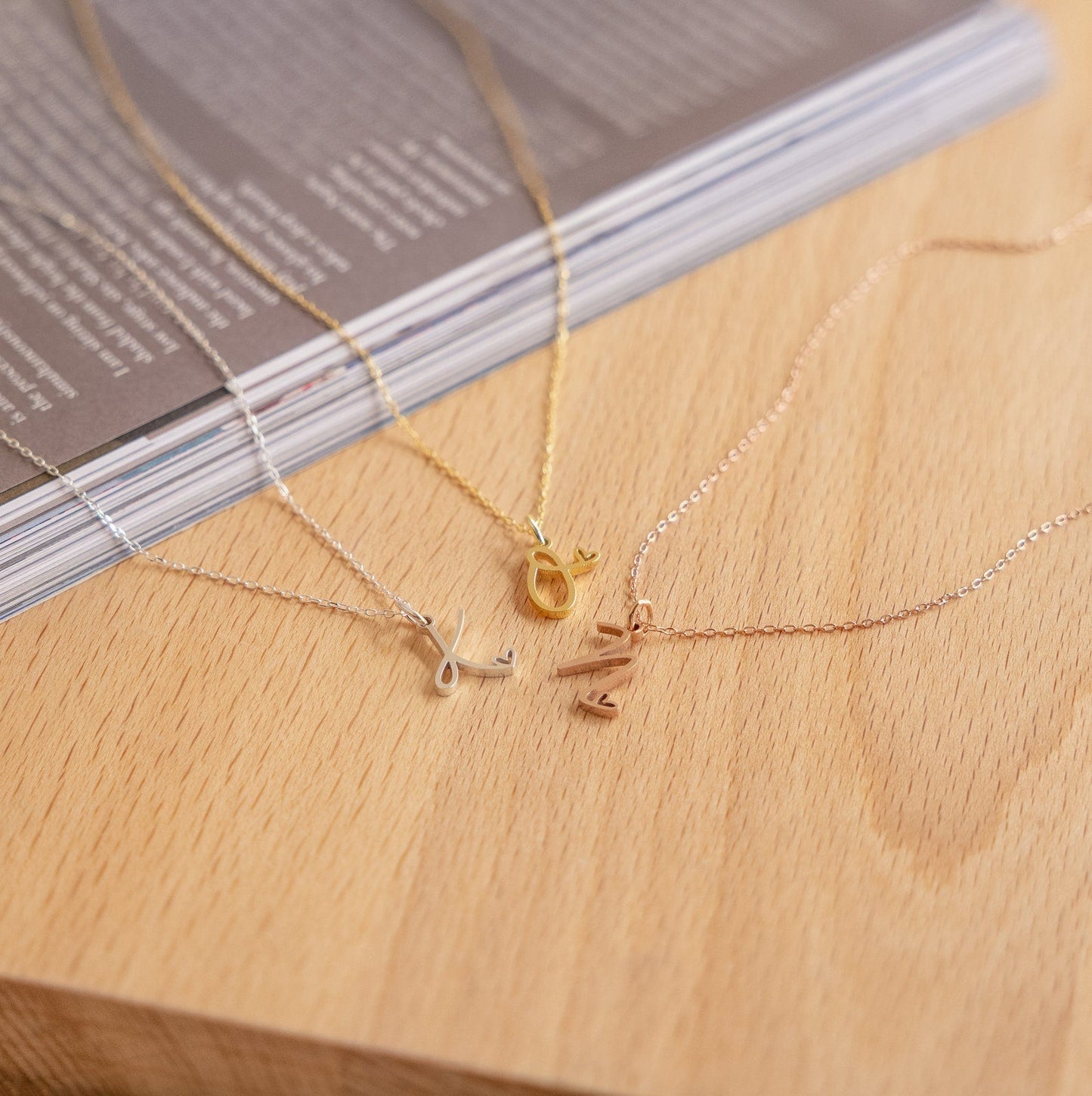 Necklace with Letters - Personalized Initials and Heart