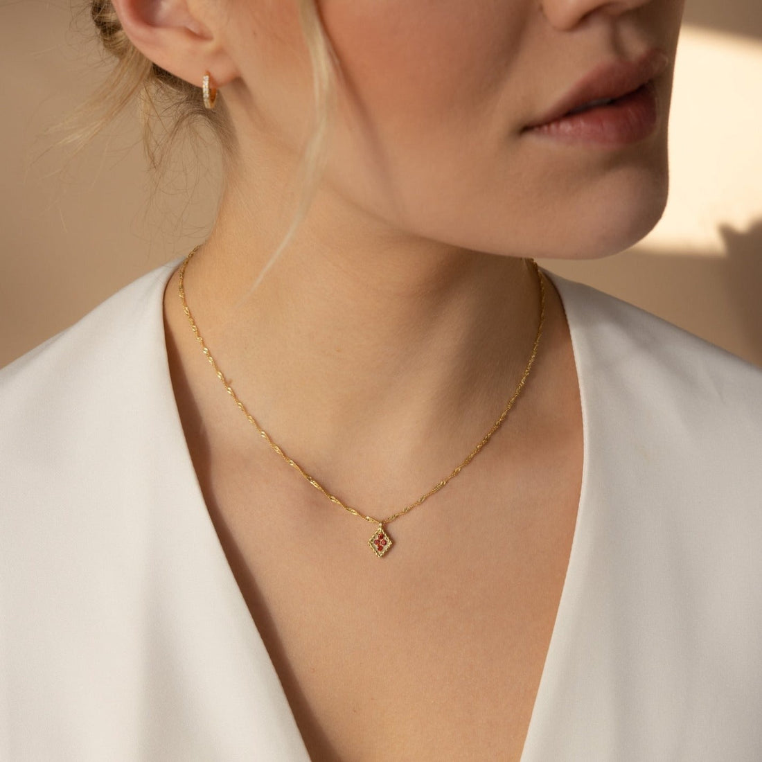 Rhombus Pendant Necklace with Birthstone