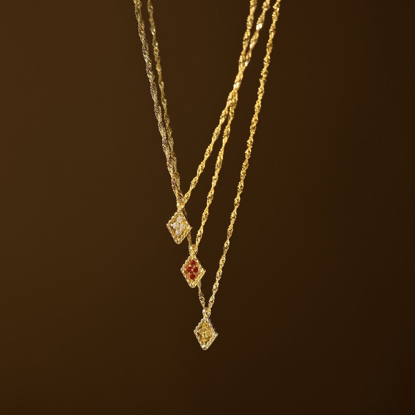 Rhombus Pendant Necklace with Birthstone