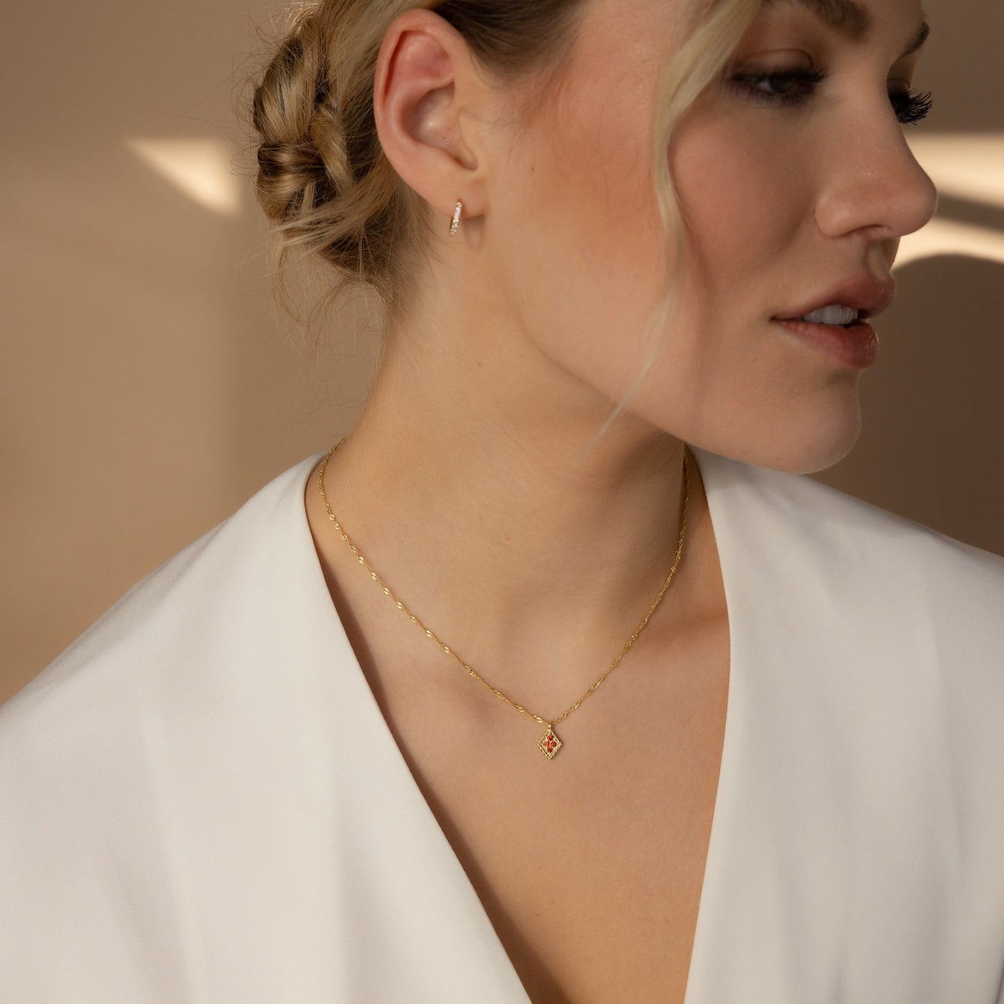 Rhombus Pendant Necklace with Birthstone