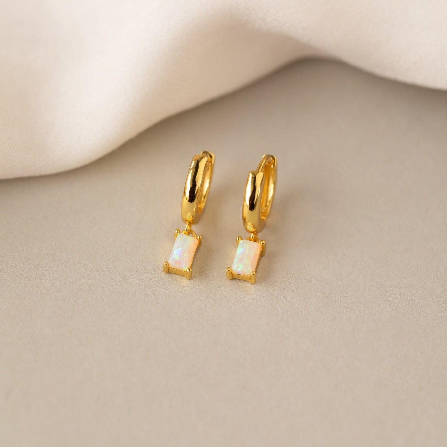 Birthstone Baguette Rings - Birthstone Huggies