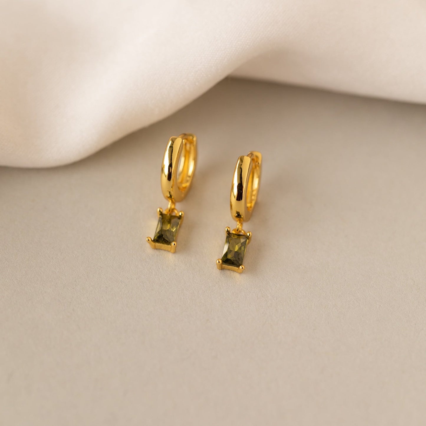 Birthstone Baguette Rings - Birthstone Huggies