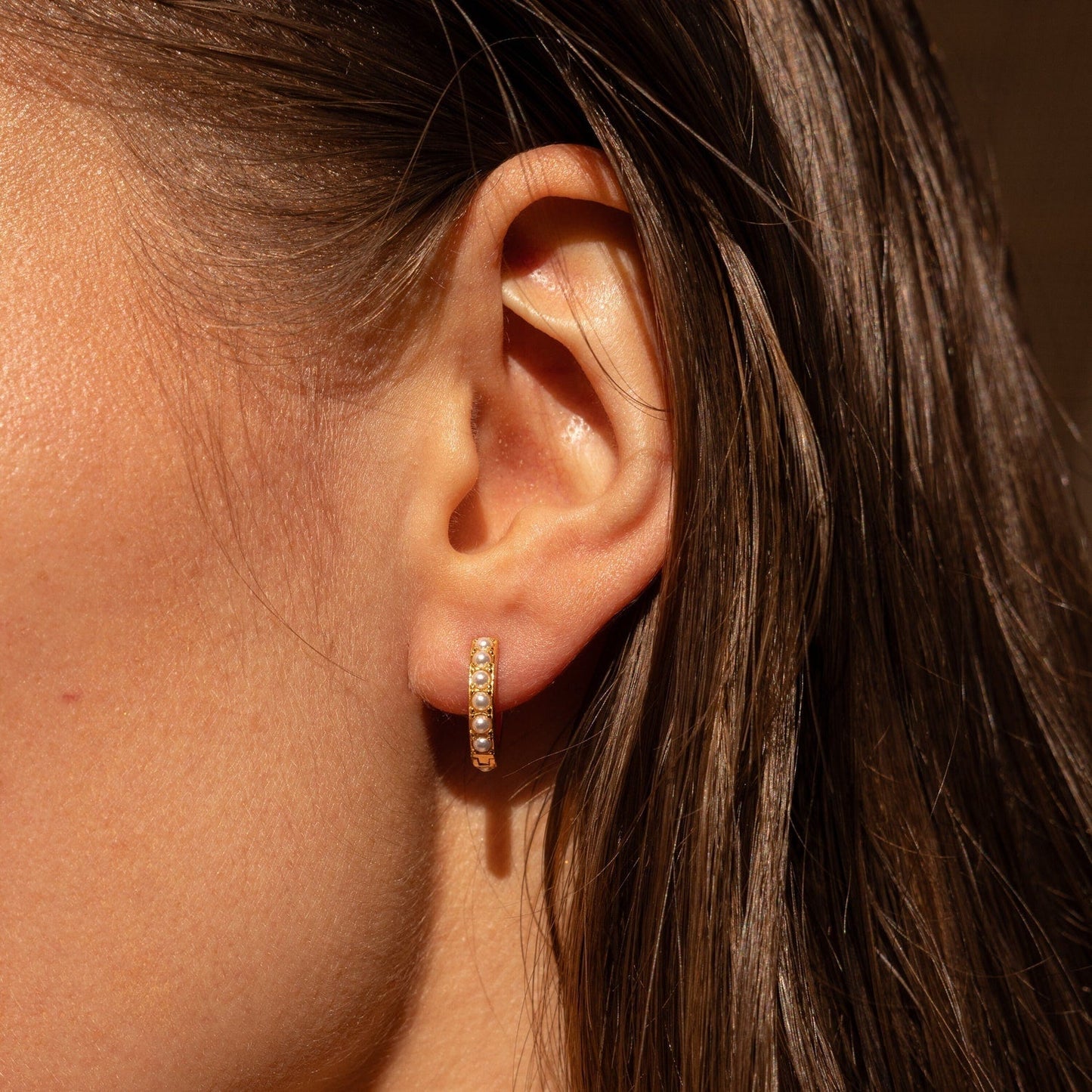 Earrings with Pearls - Huggies with Pearls