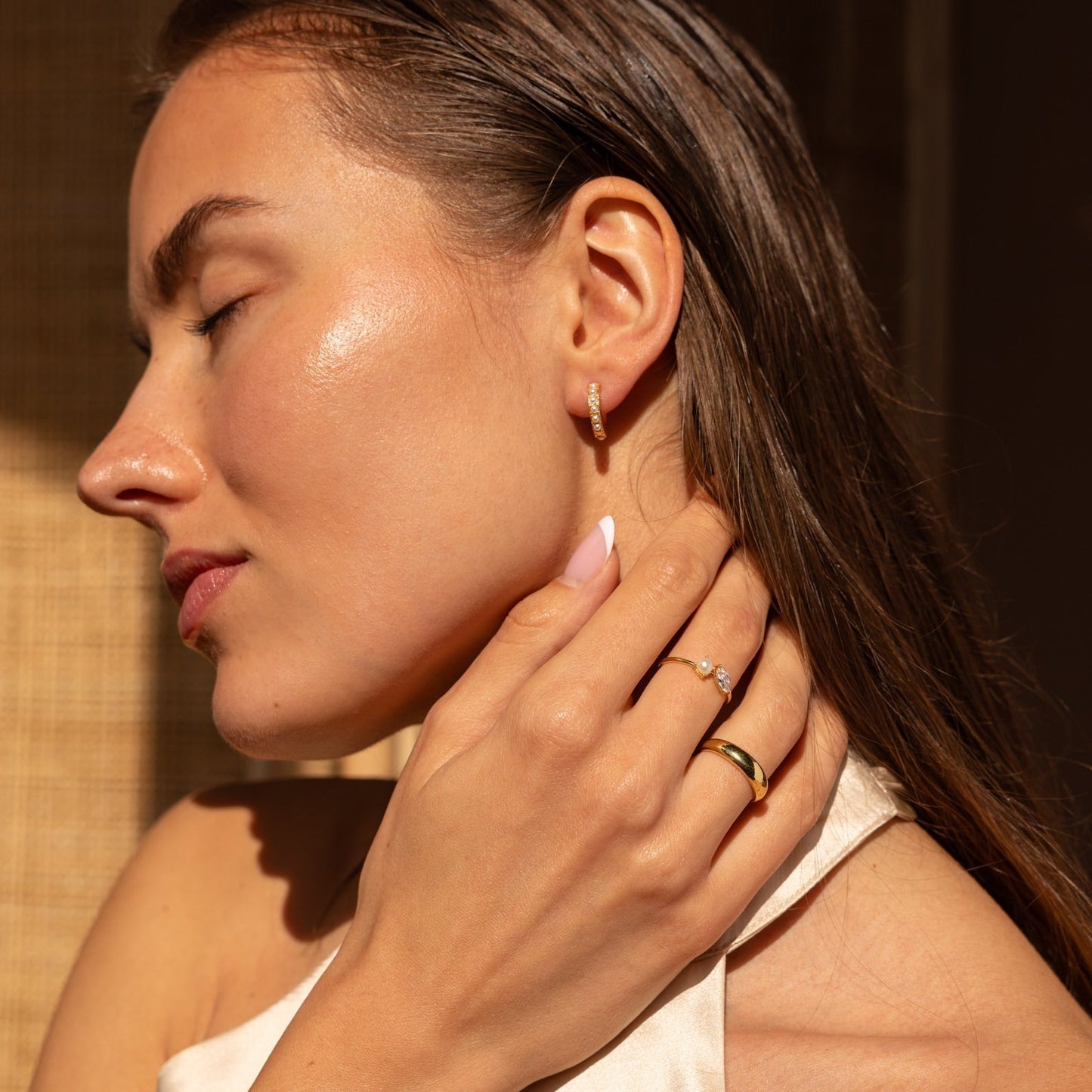 Earrings with Pearls - Huggies with Pearls