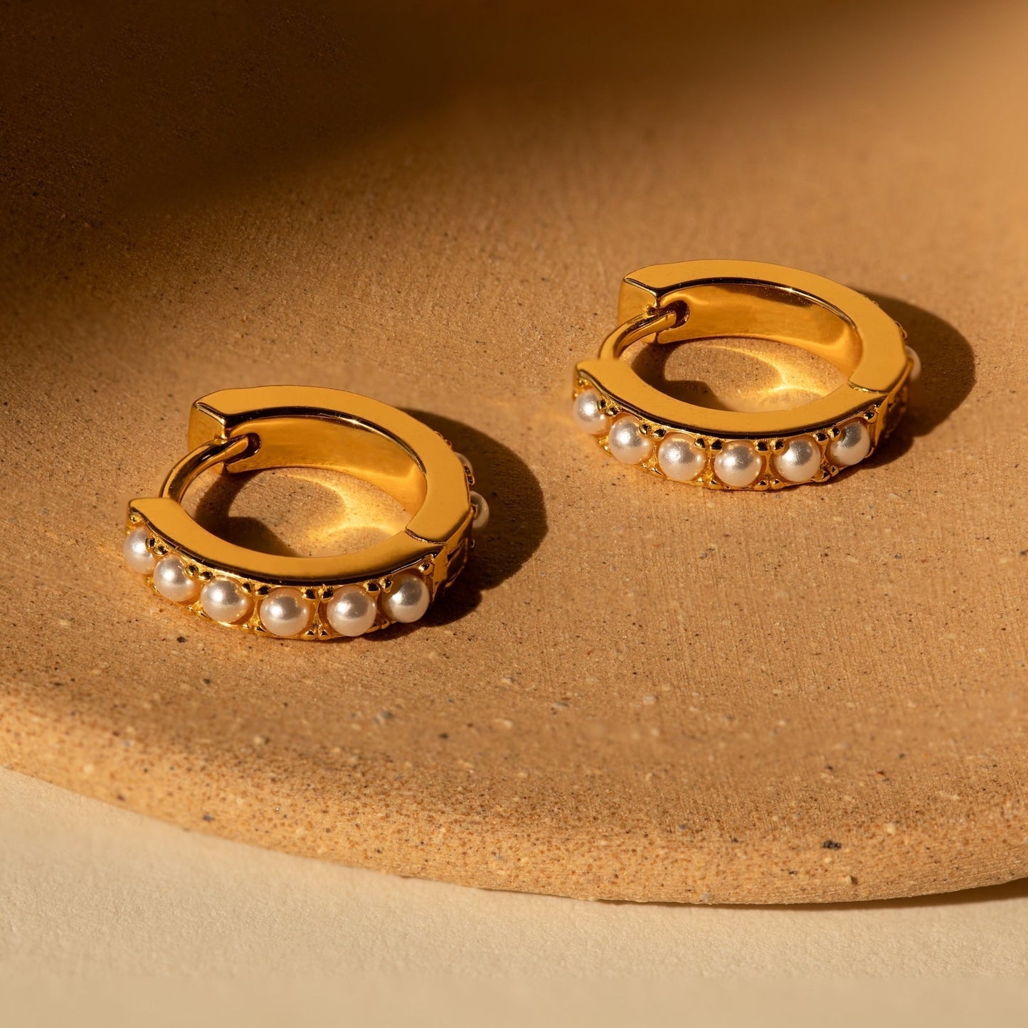 Earrings with Pearls - Huggies with Pearls