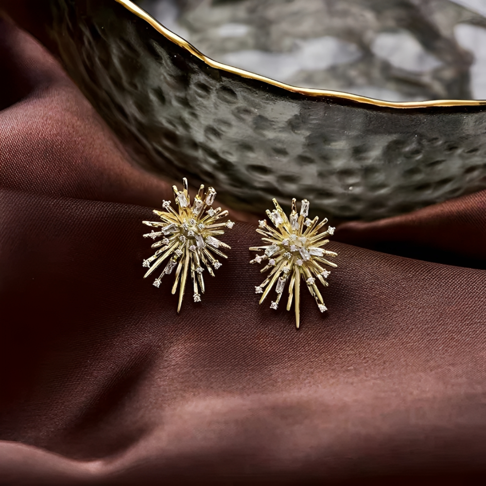Women's Firework Earrings with Ray-Shaped Design