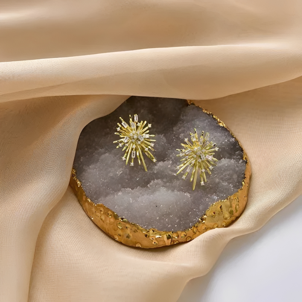 Women's Firework Earrings with Ray-Shaped Design