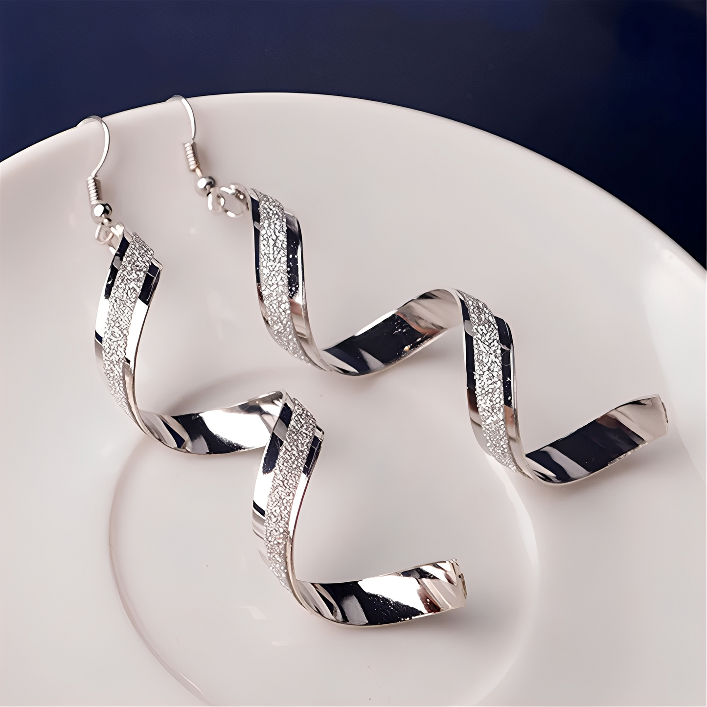 Jia – Sparkling Silver Spiral Earrings